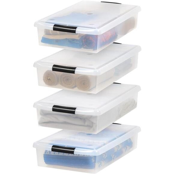 40 Qt Plastic Under Bed Storage Nestable Organizer Bin Container with Secure Lid - Picture 7 of 7